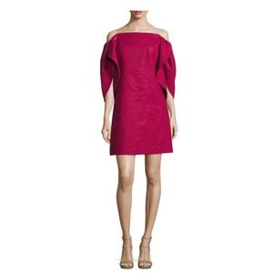 Halston Heritage Off-the-Shoulder Structured-Sleeve A-Line Cocktail Dress